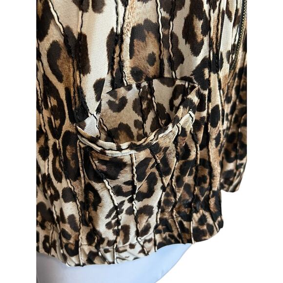 Peck & Peck Women's XL Leopard Cheetah Print Sheer Mesh Blazer Jacket - Picture 4 of 7